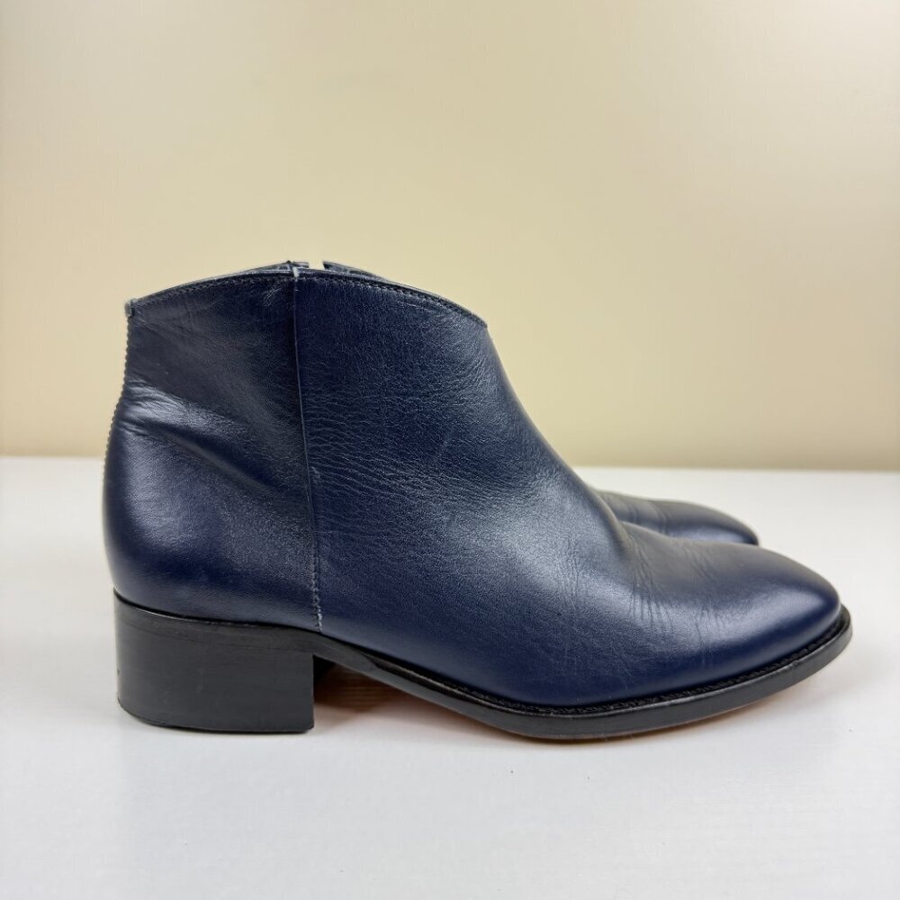 EUC Parallele Paris Navy Blue Leather Ankle Boots - Picture 3 of 12